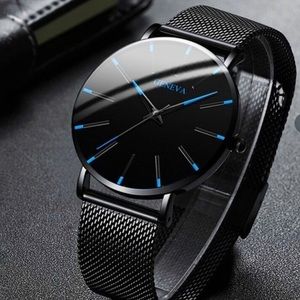 Men’s luxury watch minimalist ultra thin stainless steel/Mesh belt